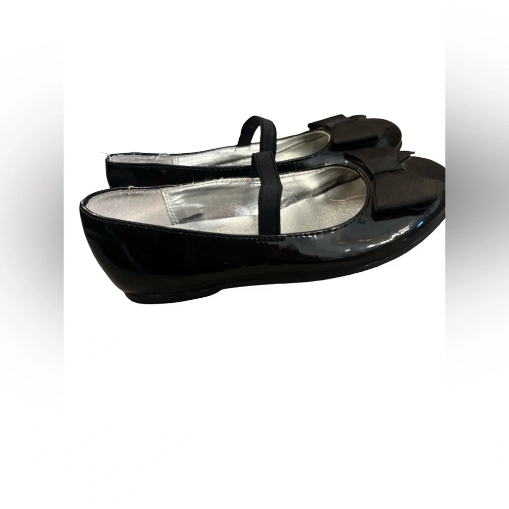 Nina Black Patent Preppy Classy Mary Jane Flats with Bow Accent Size 10